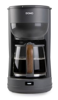 Překapávač na kávu WOOD YOU - šedý - DOMO DO754K, Objem: 1,25 l, Kapacita: 10 šálků, Příkon: 1 000 W, automatické vypnutí