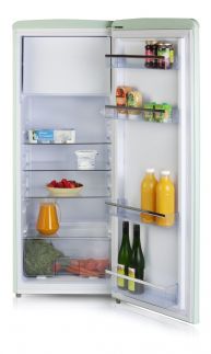 Retro lednice s mrazákem uvnitř - zelená - DOMO DO984RKMG, Objem chladničky: 194 l, Objem mrazáku: 24 l, Třída: E