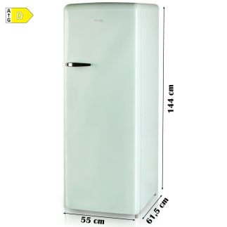 Retro lednice s mrazákem uvnitř - zelená - PRIMO PR165RKMG, Objem chladničky: 194 l *, Objem mrazáku: 24 l *, Třída: D