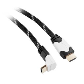 Kabel GoGEN HDMI 1.4, 1,5m, 90° konektor, opletený, pozlacený, s ethernetem