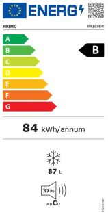 Šuplíkový mrazák - 87 litrů - bílý - PRIMO PR189DV, Objem mrazáku: 87 l *, Třída: B, (š x h x v):  55 x 58 x 85 cm