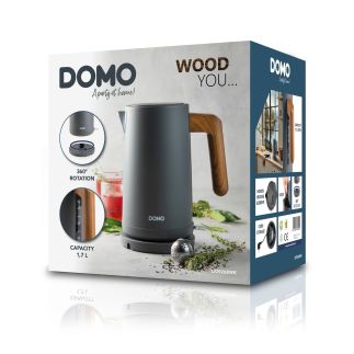 Rychlovarná konvice - nerez, šedá - WOOD YOU - DOMO DO9268WK, Objem: 1,7 l, Příkon: 2 200 W
