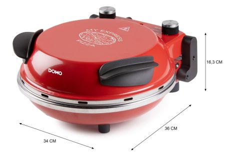 Pizza pec na čerstvou pizzu - červená - DOMO DO9284PZ, 1200 W, až 400 °C, Ø 32 cm, žáruvzdorný keramický kámen