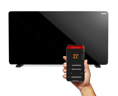 Skleněný teplovzdušný konvektor s WIFI - DOMO DO7356CH, Příkon: 2 000 W, WIFI, dálkový ovladač, IP24, ECO funkce