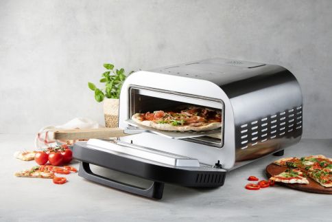 Pizza pec Genius - nerezová, pečící kamen - DOMO DO9289PZ, 1 700 W, až 450°C, časovač