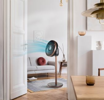 Stojanový ventilátor s 3D oscilací - Wood Style - DOMO DO8155, 33 cm, dálkové ovládání 