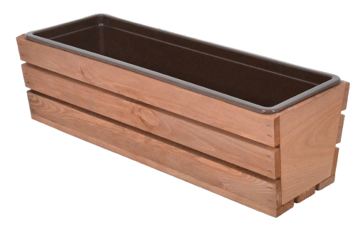 Truhlík MODERN 51 cm - s plastovým květináčem, hnědá