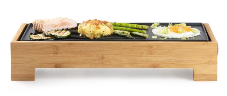 Stolní elektrický gril Plancha - Bamboo Style - DOMO DO9270G, 1 000 W, termostat, plocha 36 x 14 cm