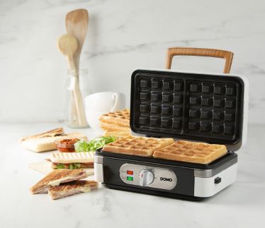Sendvičovač - Gril - Vaflovač - 3v1 - bílý - DOMO DO9277C, příkon 1 100 W, termostat, bílá barva