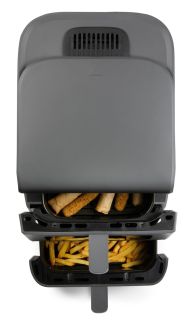 Vertikální dvojitá horkovzdušná fritéza 3,5+6,5 l - DOMO DO550FR, 2 500 W, 2 samostatné zóny, celková kapacita 10 litrů, s průzory