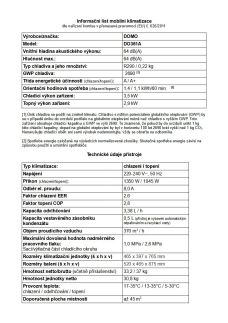 Mobilní klimatizace 12000 BTU s topením - DOMO DO361A, Energetická třída chlazení/topení: A/A+