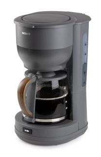 Překapávač na kávu WOOD YOU - šedý - DOMO DO754K, Objem: 1,25 l, Kapacita: 10 šálků, Příkon: 1 000 W, automatické vypnutí