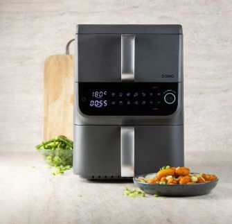 Dvojitá horkovzdušná fritéza 3,5+6,5 l - DOMO DO549FR, 2 500 W, 2 samostatné zóny, celková kapacita 10 litrů