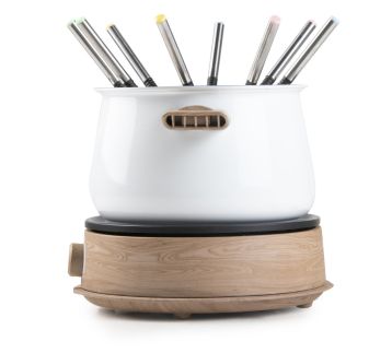 Fondue - bílý - dřevěný vzhled - DOMO DO736F, 1500 W, 8 osob, nádoba 1,4 L