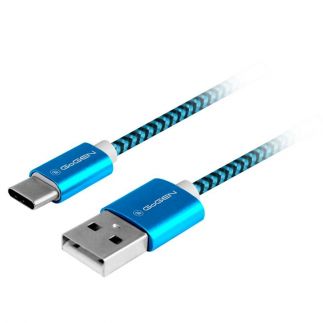Kabel GoGEN USB / USB-C, 1m, opletený - modrý