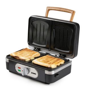 Sendvičovač - Gril - Vaflovač - 3v1 - černý - DOMO DO9278C, příkon 1 100 W, termostat, černá barva