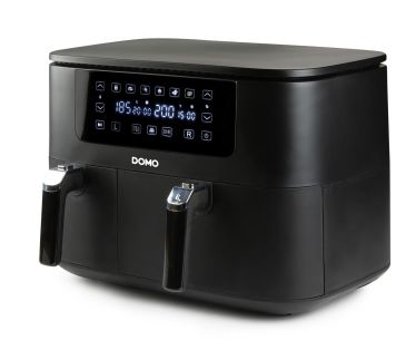 Dvojitá horkovzdušná fritéza 3+6 l - digitální - DOMO DO546FR, 2 850 W, 2 samostatné zóny, 6 automatických programů, XXL kapacita 3 + 6 litrů