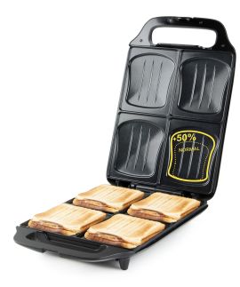 Sendvičovač XXL na 4 sendviče - černý - DOMO DO9296C, Příkon (W) 1800,  povrch bez PFAS