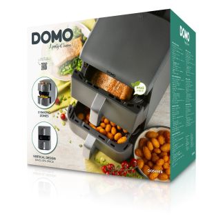 Dvojitá horkovzdušná fritéza 3,5+6,5 l - DOMO DO549FR, 2 500 W, 2 samostatné zóny, celková kapacita 10 litrů