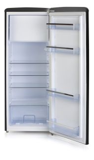 Retro lednice s mrazákem uvnitř - černá - PRIMO PR164RKZ, Objem chladničky: 194 l *, Objem mrazáku: 24 l *, Třída: D