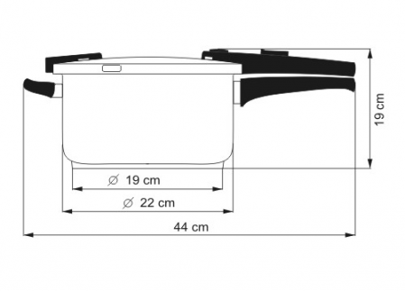 Tlakový hrnec BIOMAX s BIO ventilem, průměr 22cm, objem 6 l, BLACK GRANITEC