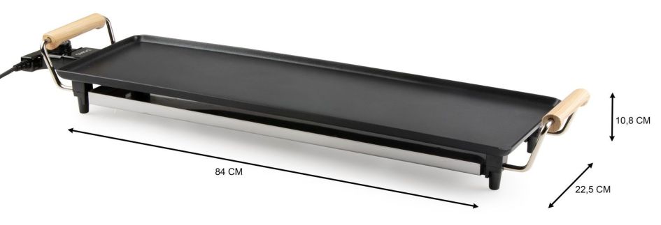 Rodinný gril Teppanyaki - Wood Look - DOMO DO8312TP, Příkon: 1 800 W, Pečící plocha: 70cm x 22 cm