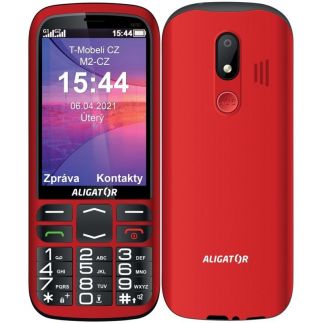 Mobilní telefon Aligator A830 Senior + stojánek - červený