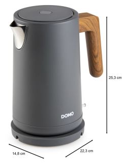 Rychlovarná konvice - nerez, šedá - WOOD YOU - DOMO DO9268WK, Objem: 1,7 l, Příkon: 2 200 W