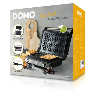 Kontaktní gril a vaflovač 2v1 - DOMO DO9287G, Keramický povrch PFAS free, Příkon: 1 800 W, Možnost otevření o 180°