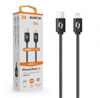 ALI DK 3A, USB-C/lightning,černý DATKP33