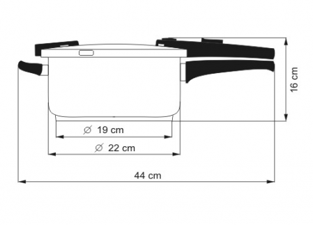 Tlakový hrnec BIOMAX s BIO ventilem, průměr 22cm, objem 4 l, BLACK GRANITEC