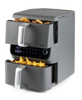 Dvojitá horkovzdušná fritéza 3,5+6,5 l - DOMO DO549FR, 2 500 W, 2 samostatné zóny, celková kapacita 10 litrů