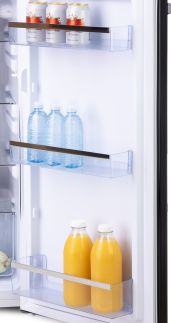 Retro lednice s mrazákem nahoře - černá - PRIMO PR166RKZ, Objem chladničky: 162 l *, Objem mrazáku: 44 l *, Třída: E