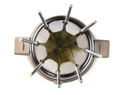 Fondue - bílý - dřevěný vzhled - DOMO DO736F, 1500 W, 8 osob, nádoba 1,4 L