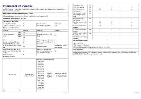 Lednice s mrazákem nahoře - černá  - Primo PR157FR, Objem chladničky: 61 l *, Objem mrazáku: 26 l *, Třída: E