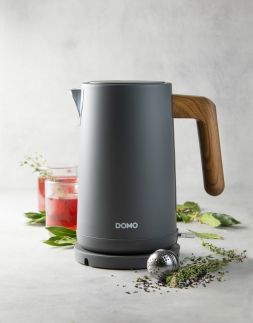 Rychlovarná konvice - nerez, šedá - WOOD YOU - DOMO DO9268WK, Objem: 1,7 l, Příkon: 2 200 W