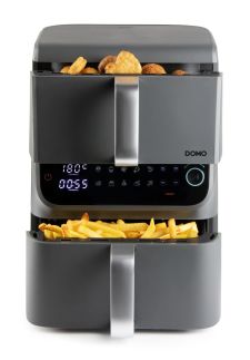 Dvojitá horkovzdušná fritéza 3,5+6,5 l - DOMO DO549FR, 2 500 W, 2 samostatné zóny, celková kapacita 10 litrů