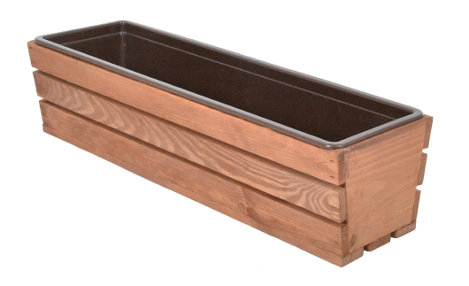 Truhlík MODERN 61 cm - s plastovým květináčem, hnědá
