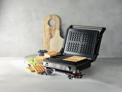 Kontaktní gril a vaflovač 2v1 - DOMO DO9287G, Keramický povrch PFAS free, Příkon: 1 800 W, Možnost otevření o 180°
