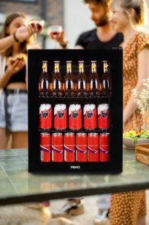 Mini chladnička nápojů - barová lednice - černá - PRIMO PR179BC, Objem 60 litrů, Třída: D, (š x h x v): 47 x 45 x 64 cm