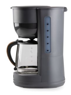 Překapávač na kávu WOOD YOU - šedý - DOMO DO754K, Objem: 1,25 l, Kapacita: 10 šálků, Příkon: 1 000 W, automatické vypnutí