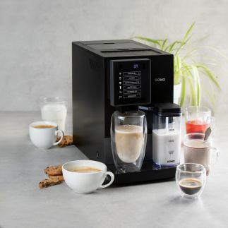 Automatický Espresso kávovar - černo šedý - DOMO DO744K, 1 350 W, 19 barů, LCD displej