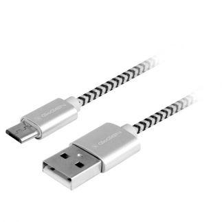 Kabel GoGEN USB / micro USB, 3m, opletený - stříbrný