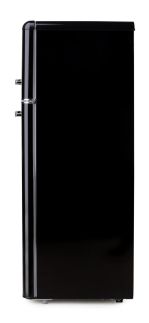 Retro lednice s mrazákem nahoře - černá - PRIMO PR166RKZ, Objem chladničky: 162 l *, Objem mrazáku: 44 l *, Třída: E