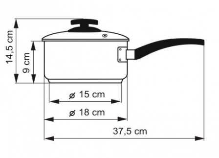 Rendlík s rukojetí BLACK GRANITEC s poklicí, průměr 18cm, objem 2.0l