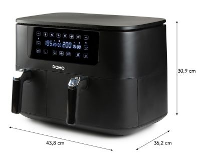 Dvojitá horkovzdušná fritéza 3+6 l - digitální - DOMO DO546FR, 2 850 W, 2 samostatné zóny, 6 automatických programů, XXL kapacita 3 + 6 litrů