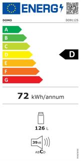 Lednice bez mrazáku - bílá - DOMO DO91125, Objem: 126 l *, Třída: D