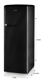 Retro lednice s mrazákem uvnitř - černá - PRIMO PR164RKZ, Objem chladničky: 194 l *, Objem mrazáku: 24 l *, Třída: D