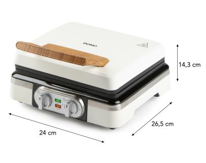 Vaflovač 4x7 s termostatem a časovačem - bílý - DOMO DO9280W, 1 520 W, manuální termostat, časovač, keramický nepřilnavý povrch