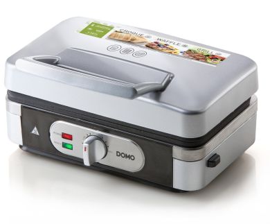 Sendvičovač - Gril - Vaflovač - 3v1 - stříbrný - DOMO DO9136C, příkon 1 000 W, termostat, stříbrný
